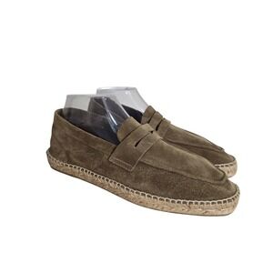 Reiss Mens Cannes Suede Espadrille Loafers Stone Green EU 41 US 8 Made in Spain